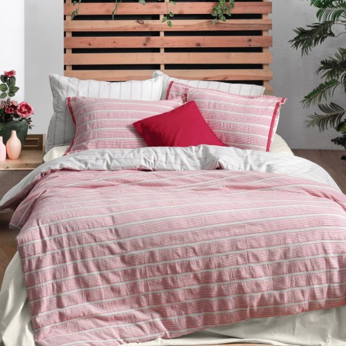 Постельное белье Sarev Mood Comfort жатый хлопок евро N368 TRINA v1/Pembe