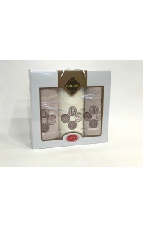 Набор полотенец Карвен "DORT DAIRE" махра 50*90(2)/70*140 HS 1643 v-5 крем/серый