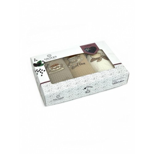 Набор полотенец кухонный NILTEKS "Koffe" вафля 40*60-3 шт. НМ 577/1 V-2 бежевый