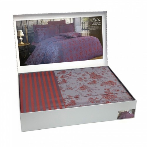 Постельное белье Карвен бамбук евро N065 Rita бордовый (Акция)