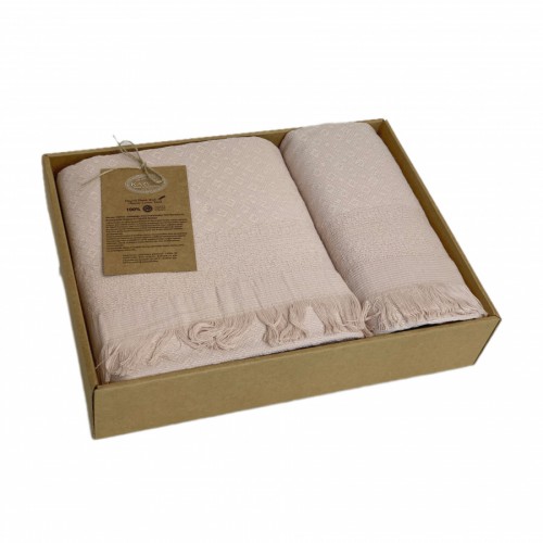 Набор полотенец Карвен " TROPICAL" махра 50*90/70*140 HS 1720 pudra/пудровый