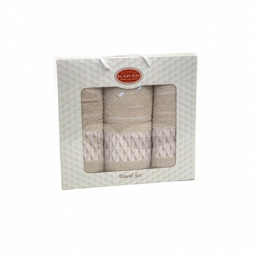 Набор полотенец Карвен "TILE" махра 50*90(2)/70*140 HS 1647 v3 св/бежевый