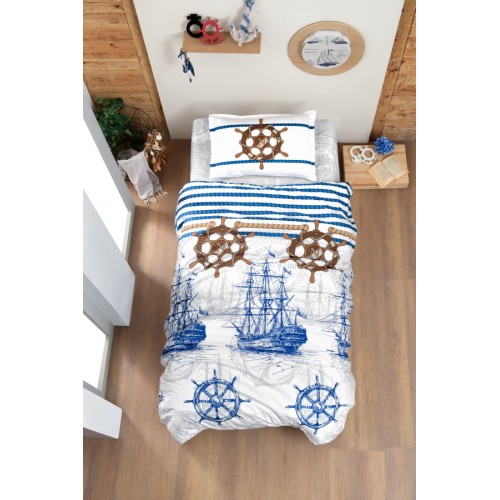 Постельное белье "Карвен" YOUNG STYLE ранфорс 1,5 спальн. Marina Blue v-1