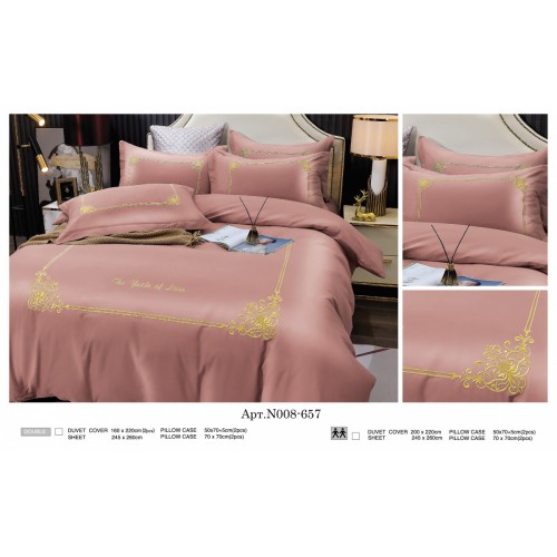 Постельное белье "Карвен" (сатин с вышивкой) евро (657)(6пр.) (Акция)