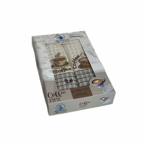 Набор полотенец кухонный Karven "КОФЕ" вафля 50*70 2 шт.НМ 750 v22 крем/кофейн