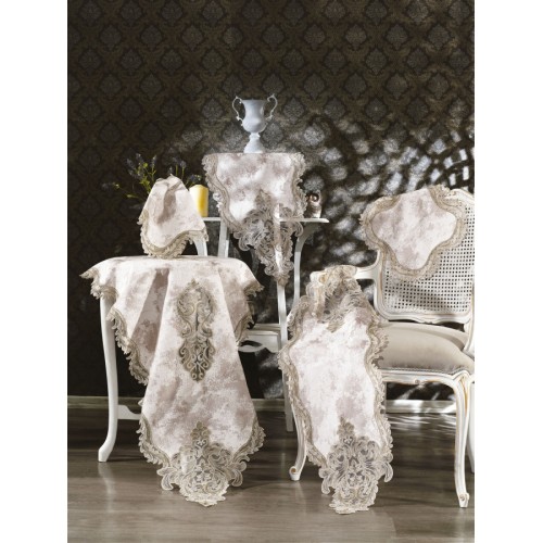 Скатерть ZEBRA "MARAKESH" 80*180 (5пр) шенил с гипюром М 710