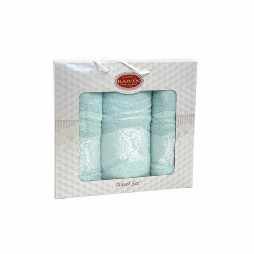 Набор полотенец Карвен "PINK DAMAKS" махра 50*90(2)/70*140 HS 1698 v3 ментоловый