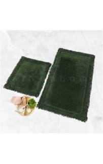 Набор ковриков для ванной Карвен K.M.DUZ/с бахрамой 60*100-60*50 KV 425 koyu yesil/хаки