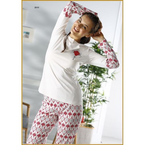 Комплект пижамный (футболка+брюки+тапки) жен. В 5111 (Акция)