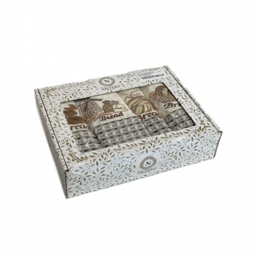 Набор полотенец кухонный NILTEKS"ХЛЕБ" вафля 50*70 4 шт.НМ 763 v1крем/кофейный