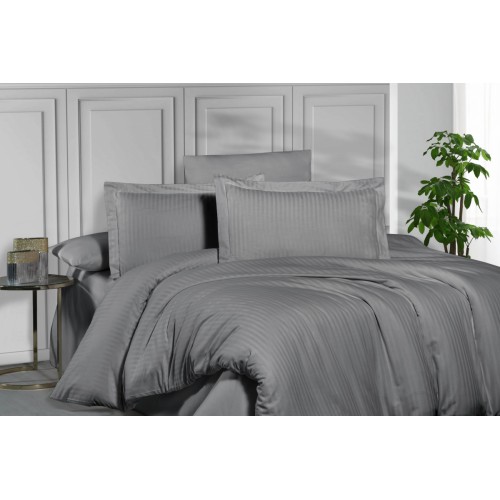 Постельное белье "Карвен" Stripe Satin 1,5 спальн. N 162-SS 001 серый (Акция)