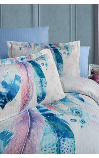 Постельное белье Карвен Stripe Satin с цветным принтом семейное N251-SB001 (7пр.) (Акция)
