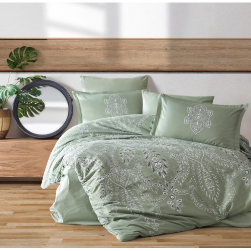 Постельное белье "Карвен" сатин евро Rovi Green v-2