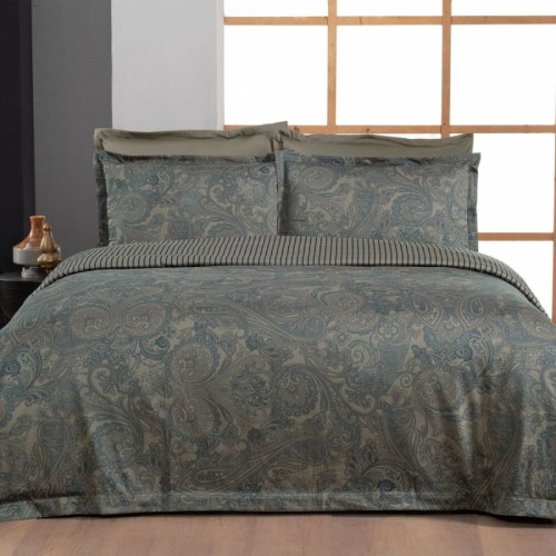 Постельное белье "Sarev" (300 tc) сатин евро N392 KEANNA v1/Mavi