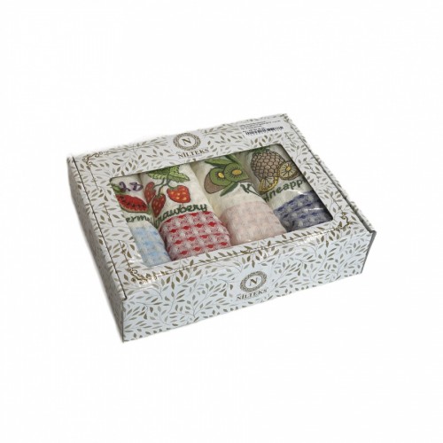 Набор полотенец кухонный NILTEKS"ФРУКТЫ" вафля 50*70 4 шт.НМ 763 v9 крем/цветной