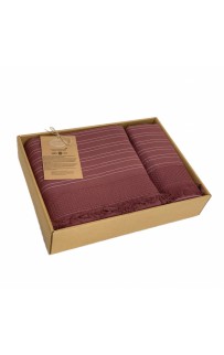 Набор полотенец Карвен " ORENDO" махра 50*90/70*140 HS 1721 bordo/бордовый