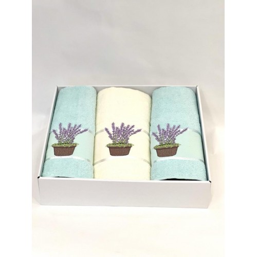 Набор полотенец Карвен "LAVANTA 1" махра 50*90(2)/70*140 HS1603 v11 ментоловый