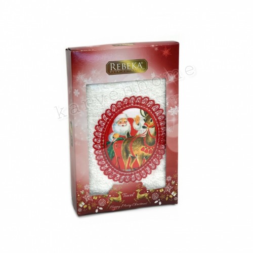 Полотенце Rebeka" Новый год" махра 50*90 1шт HS 1710 v3 krem/кремовый (Акция)