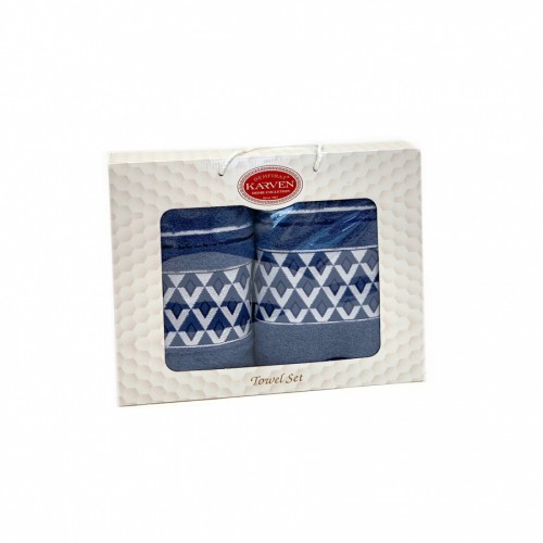 Набор полотенец Карвен "PIRAMIT" махра 50*90/70*140 HS 1666 v11 синий