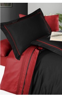 Постельное белье КАРВЕН сатин Де Люкс N044 Serenity Red/Black