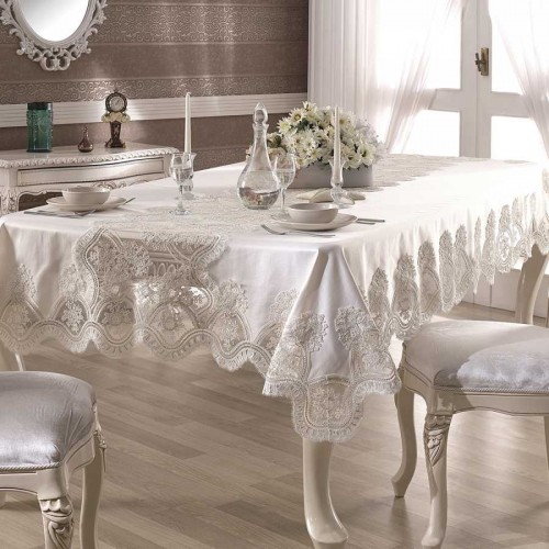 Скатерть ZEBRA "MATILDA" 160*260  с гипюром М 714