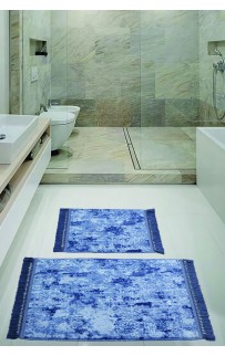 Набор ковриков для ванной Карвен BUKET SACAKLI/софт жаккард с бахрамой KV 416 indigo/индиго