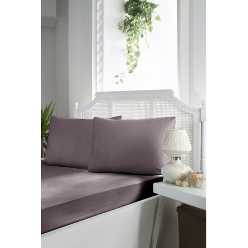 Простынь Карвен на резинке+наволочки 160*200+30см /50*70(2) ранфорс Р 903 v12 lilac/лиловый (Акция)