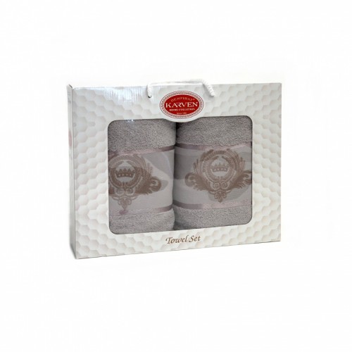 Набор полотенец Карвен " TAG" махра 50*90/70*140 HS 1689 v11 серый 2