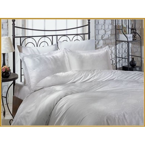 Постельное белье "Карвен" жаккард евро (Lavanta Beyaz)