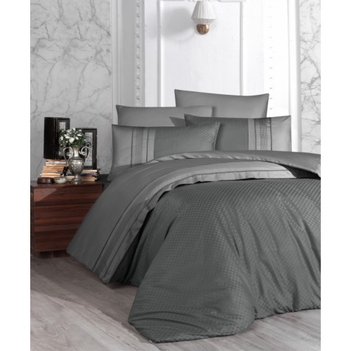 Постельное белье (Сатин де люкс) евро (Square Duet Fume/Duman)