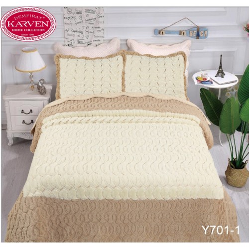 Покрывало "Карвен" меховое евро (230*250/50*70 (2)) Y 701-1 (Акция)