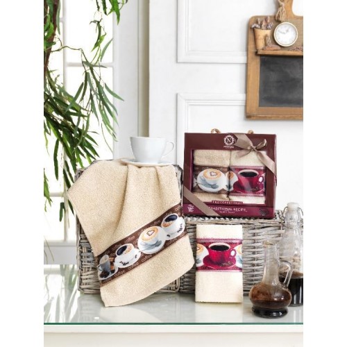 Полотенце кухонное Карвен NILTEKS "KOFFEE SHOP" махра 30*50 2шт. НМ 506