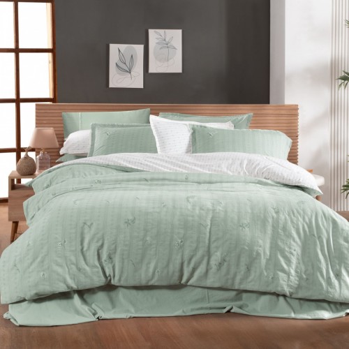 Постельное белье Sarev Mood Comfort жатый хлопок евро N354 GRACIA v3/Yesil