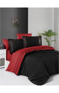 Постельное белье КАРВЕН сатин Де Люкс N044 Serenity Red/Black