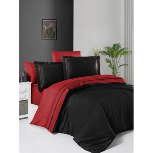 Постельное белье (Сатин де люкс) евро (Serenity Red/Black)