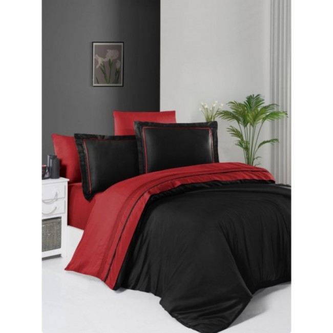 Постельное белье КАРВЕН сатин Де Люкс N044 Serenity Red/Black