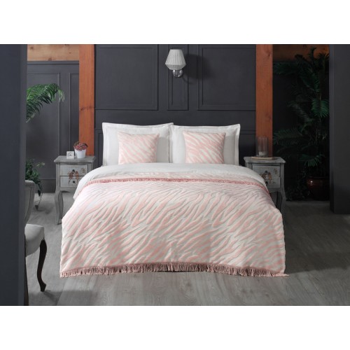 Комплект Sarev (плед +наволочка)1,5 спальн.хлопок 2 предмета Р 923 LAGOS (v2)pembe