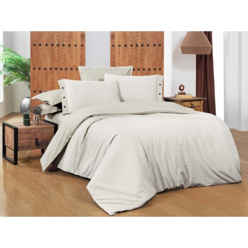 Постельное белье "Sarev"сатин евро NEW FANCY STRIPE v12/Ekru