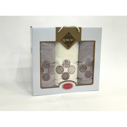 Набор полотенец Карвен "DORT DAIRE" махра 50*90(2)/70*140 HS 1643 v-1 крем/бежевый