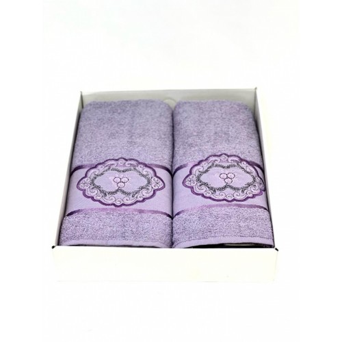 Набор полотенец Карвен "PANO 2" махра 50*90/70*140 HS 1638 v8 св/лиловый