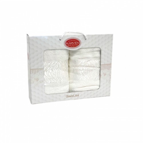 Набор полотенец Карвен "INDIA DAMAKS" махра 50*90/70*140 HS 1693 v1кремовый(акция)