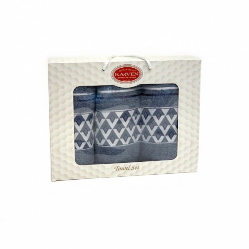 Набор полотенец Карвен "PIRAMIT" махра 50*90(2)/70*140 HS 1667 v10 индиго