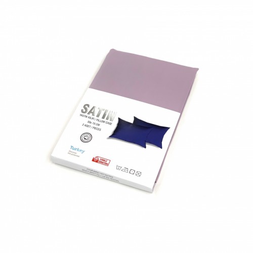 Наволочки сатин 50*70 (+5см) 2 шт E 019 т/лиловый V1