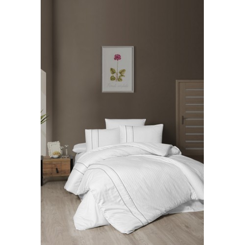 Постельное белье (Сатин де люкс) евро (Alfa White)