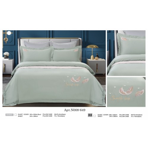 Постельное белье "Карвен" (сатин с вышивкой) евро (649)(6пр.) (Акция)