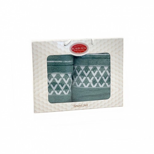 Набор полотенец Карвен "PIRAMIT" махра 50*90/70*140 HS 1666 v9 изумруд