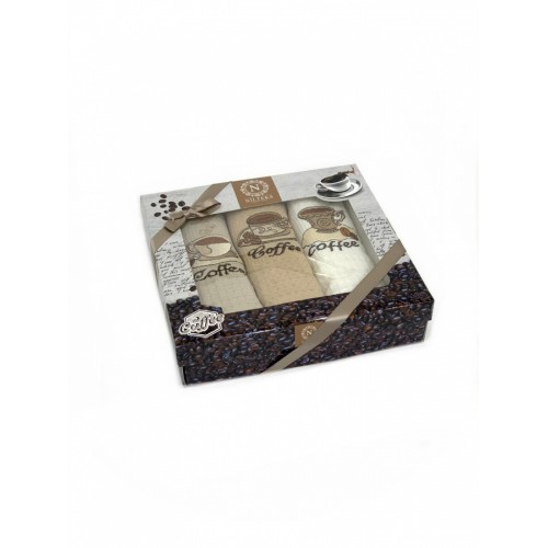 Набор полотенец кухонный NILTEKS "Кофе " вафля 40*60-3 шт. НМ 577 V-17 песочный