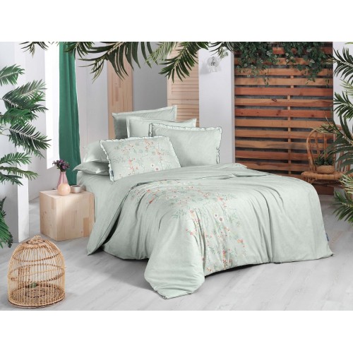 Постельное белье Sarev ORNELA FANCY Поплин евро. YESIL/V1