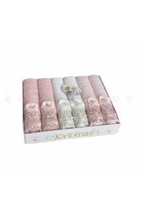 Набор полотенец кухонный Карвен "APLIKLI INCILI"аппликация 3D с бусинами 30*50 6шт. махра в коробке НМ 516 (v-1)