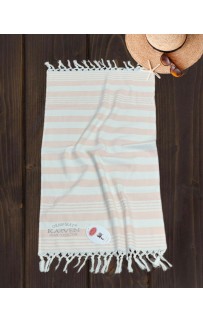 Полотенце Карвен 100*150 1шт. с бахрамой пештемаль махра Н 3277 v1 пудра